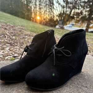 Black Suede Women's Wedge Ankle Boots